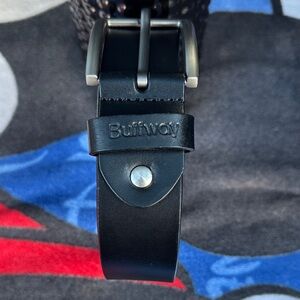 Buff Black Leather Belt Bag